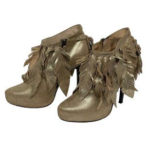 Rough Justice Women's Gold Leather Ankle Boots Size‎ 8.5